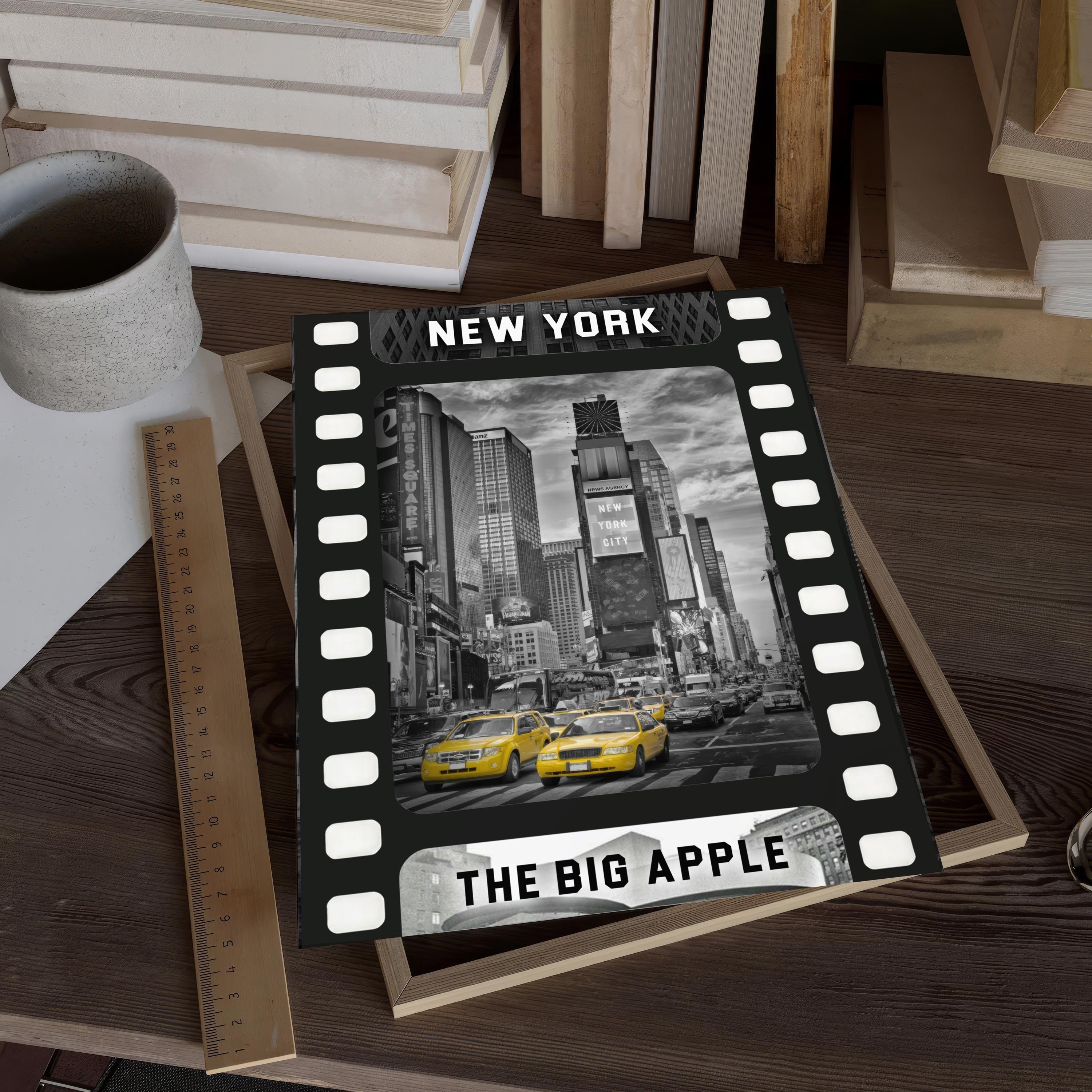 NYC Black & White Movie Tape Decor | Aesthetic Yellow Taxi Isolated Color | Poster - DreamBrothers