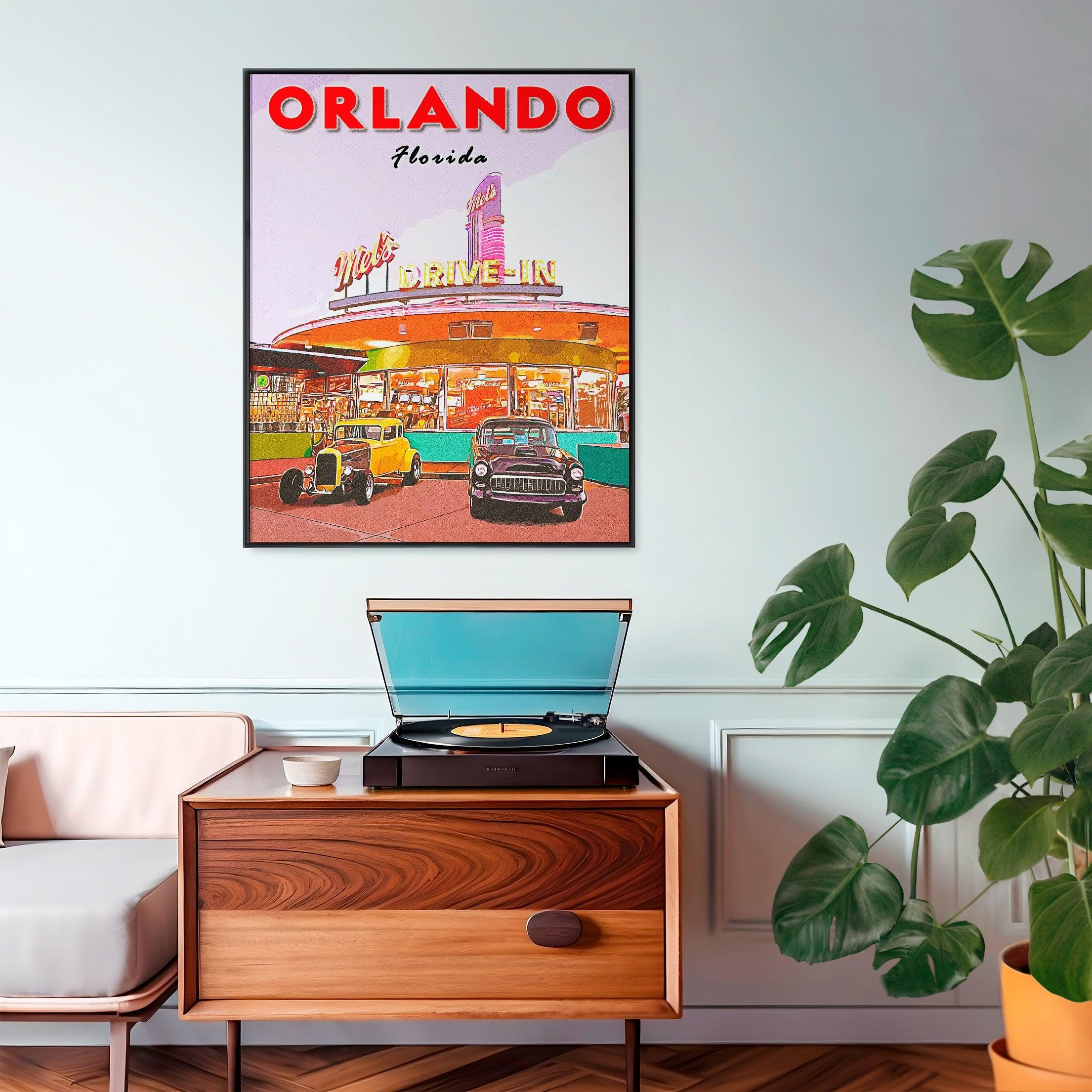 Orlando Printable Poster, Florida Theme Park Gift, Mel's Drive-In, Vintage Diner Wall Art, USA Travel Print, Retro 70s Download - DreamBrothers