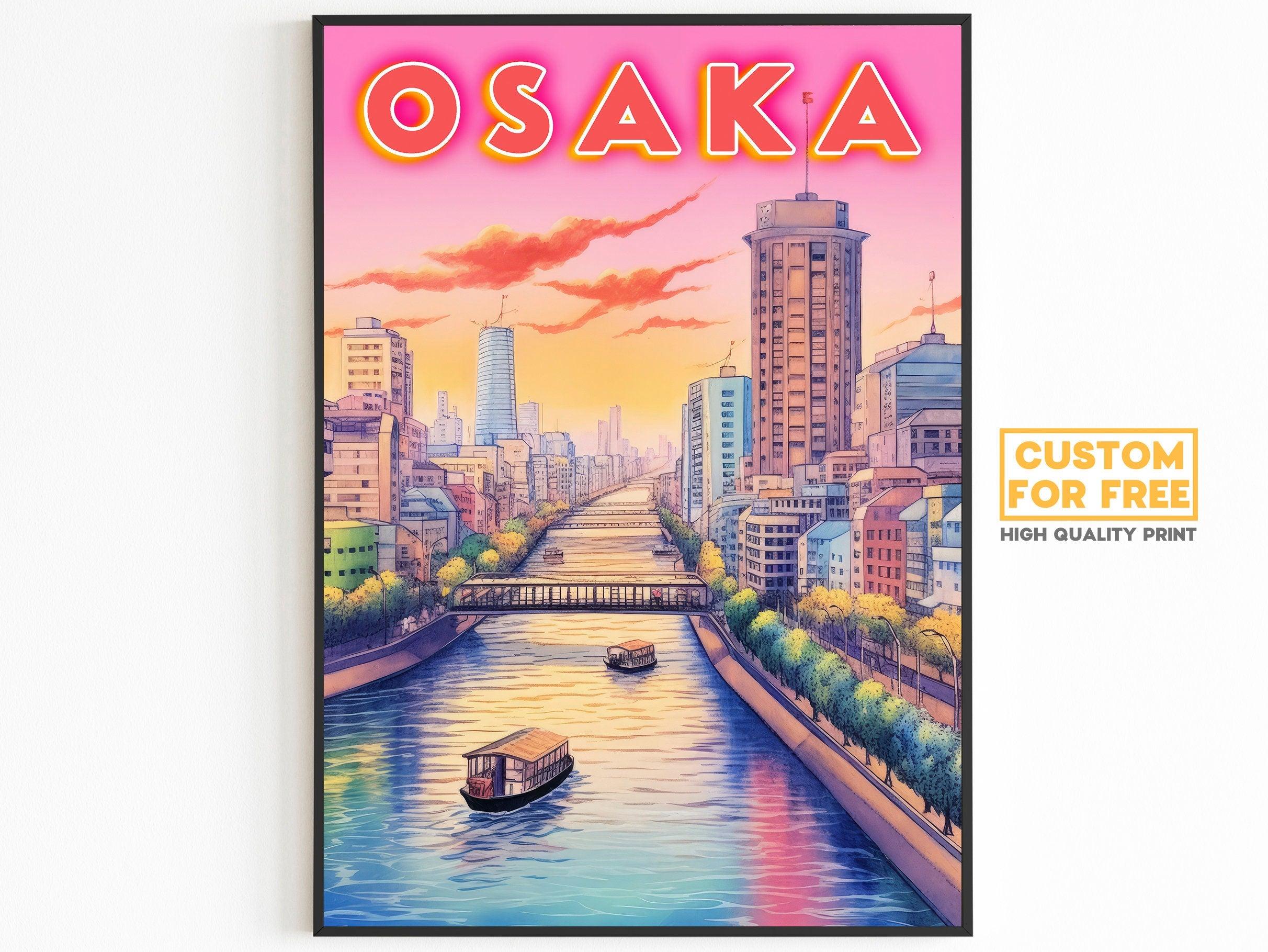 Set Of 3 Japan Poster, Pink Cherry Blossom Print, Mount Fuji Poster, Osaka Poster, Japanese Colorful Set, Home Decoration For Traveller - DreamBrothers
