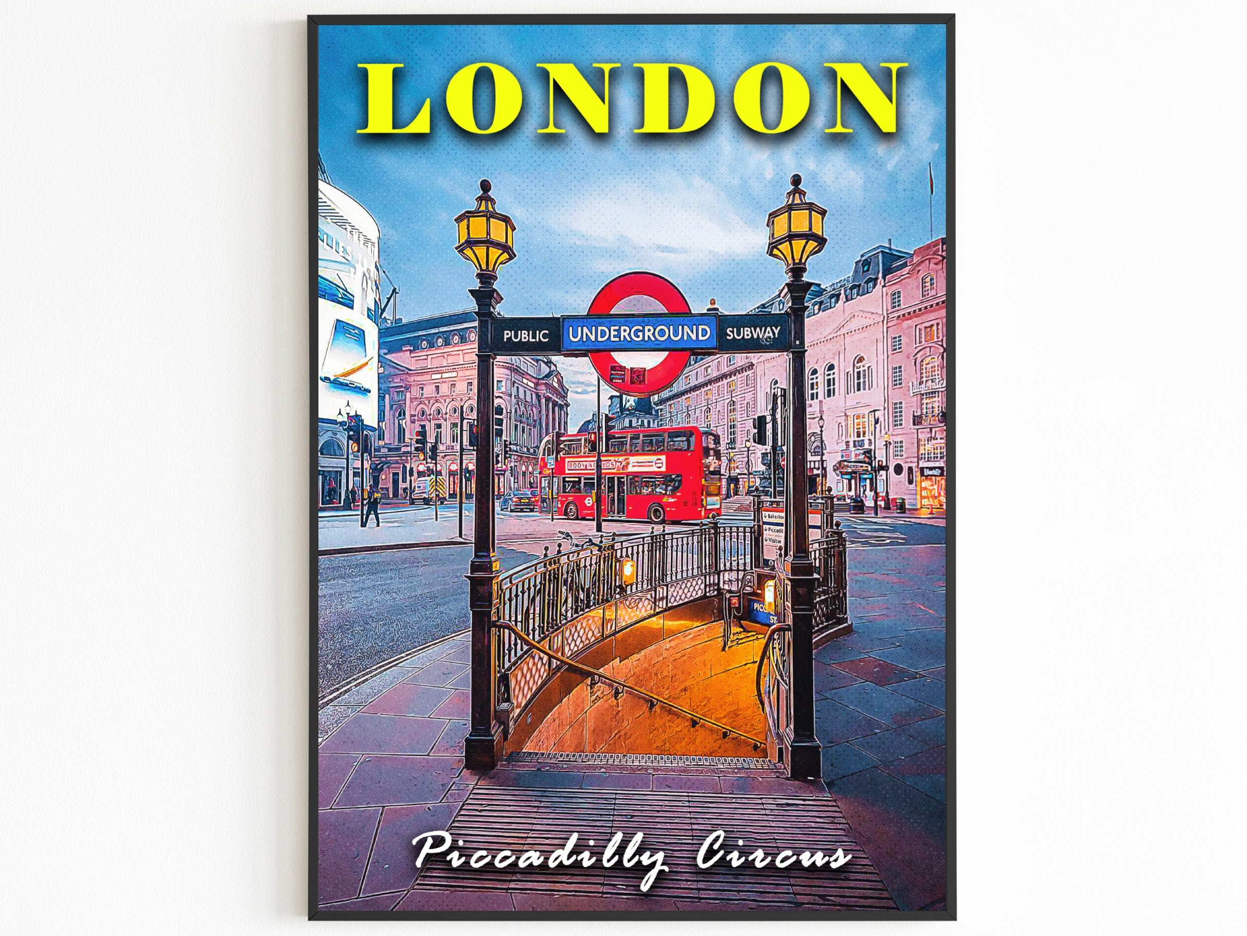 London Night, Piccadilly Circus Print, Underground, London Retro Poster, Pop Travel Poster, Subway, UK Travel Gift, Home Decor For Traveller - DreamBrothers