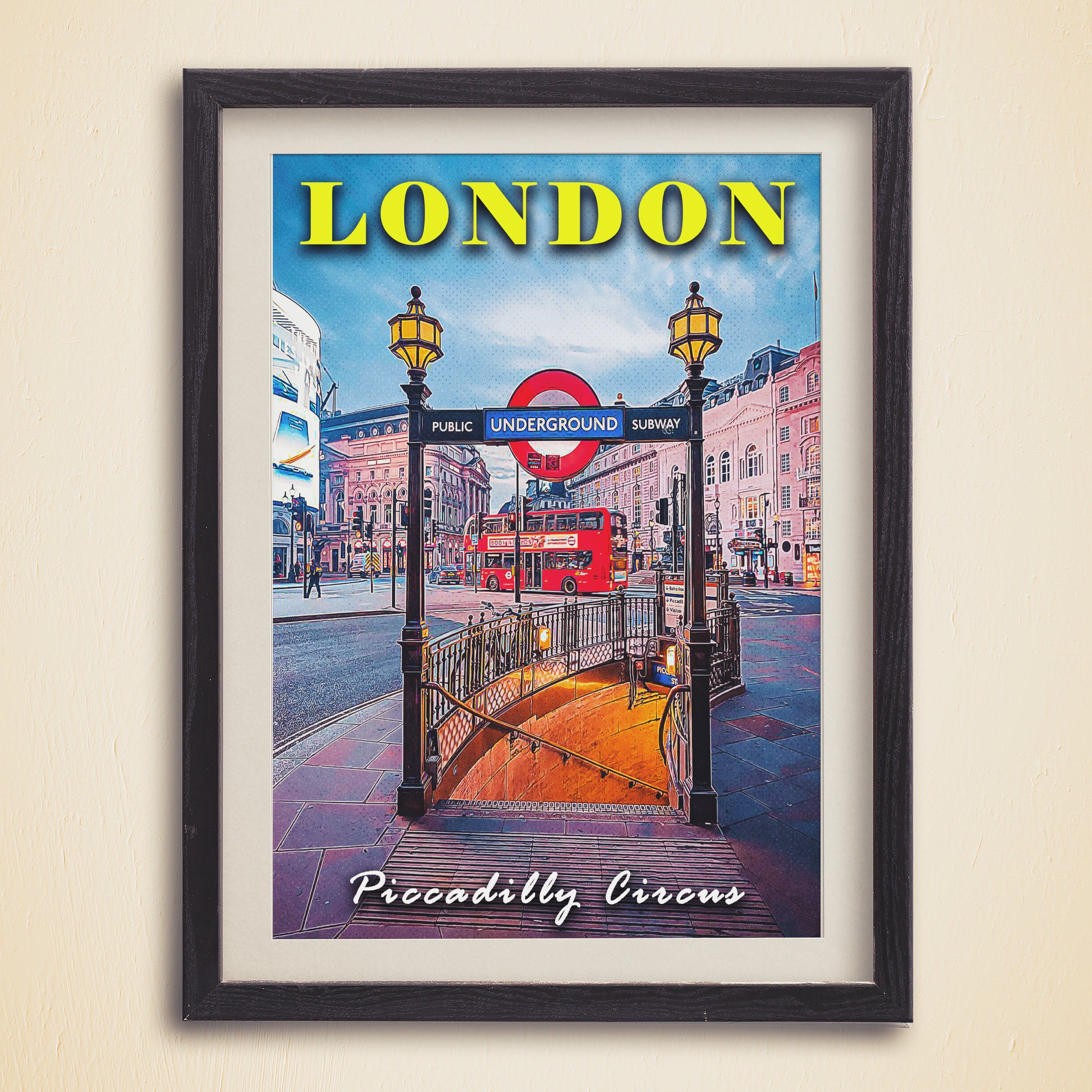 London Night, Piccadilly Circus Print, Underground, London Retro Poster, Pop Travel Poster, Subway, UK Travel Gift, Home Decor For Traveller - DreamBrothers