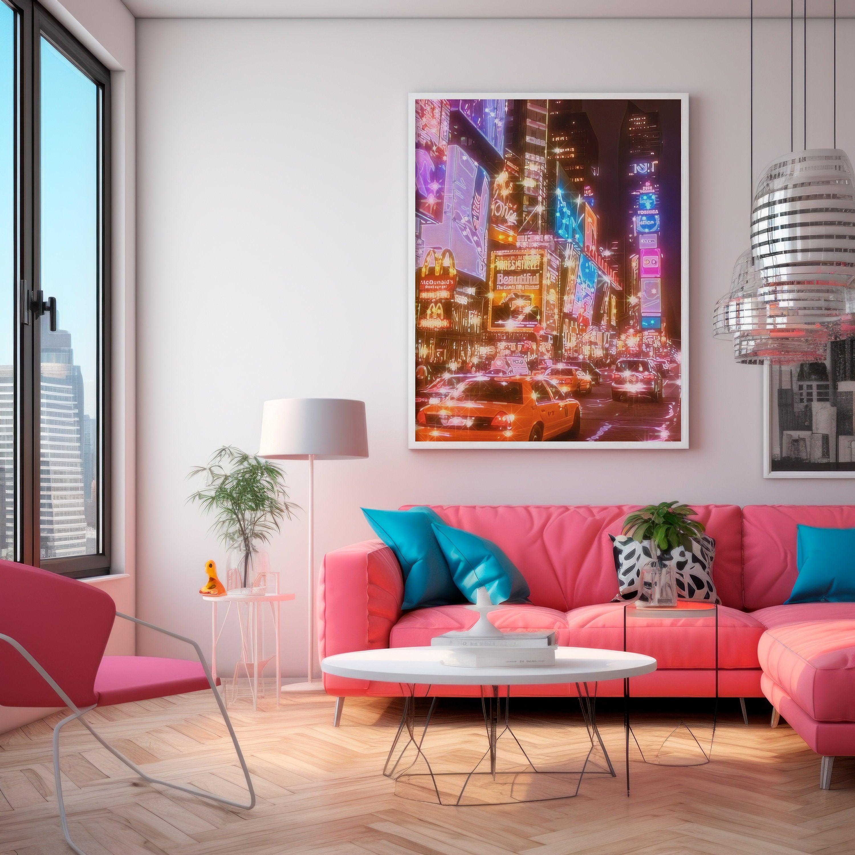 New York City Night, Neon Light Art, Trendy Fashion Poster, Bright Lights, NYC Movie, Aesthetic NY, Oil Painting Decoration, USA Travel Gift - DreamBrothers