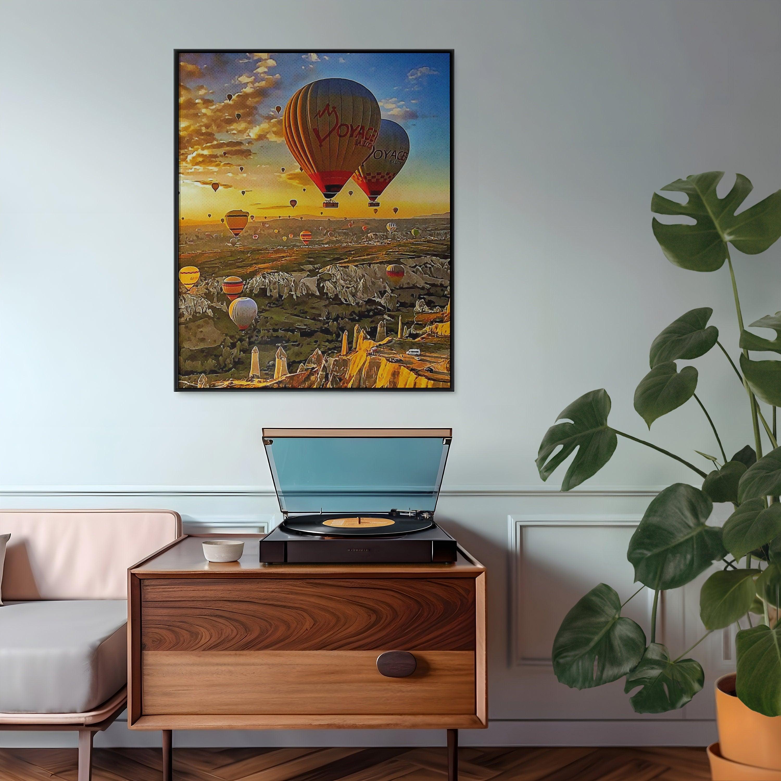 Balloon Travel Art, National Park Landscape, Turkey Colorful, Aesthetic Retro Poster, Poster Gift For Traveler, Sunset Sky Wall Decor - DreamBrothers