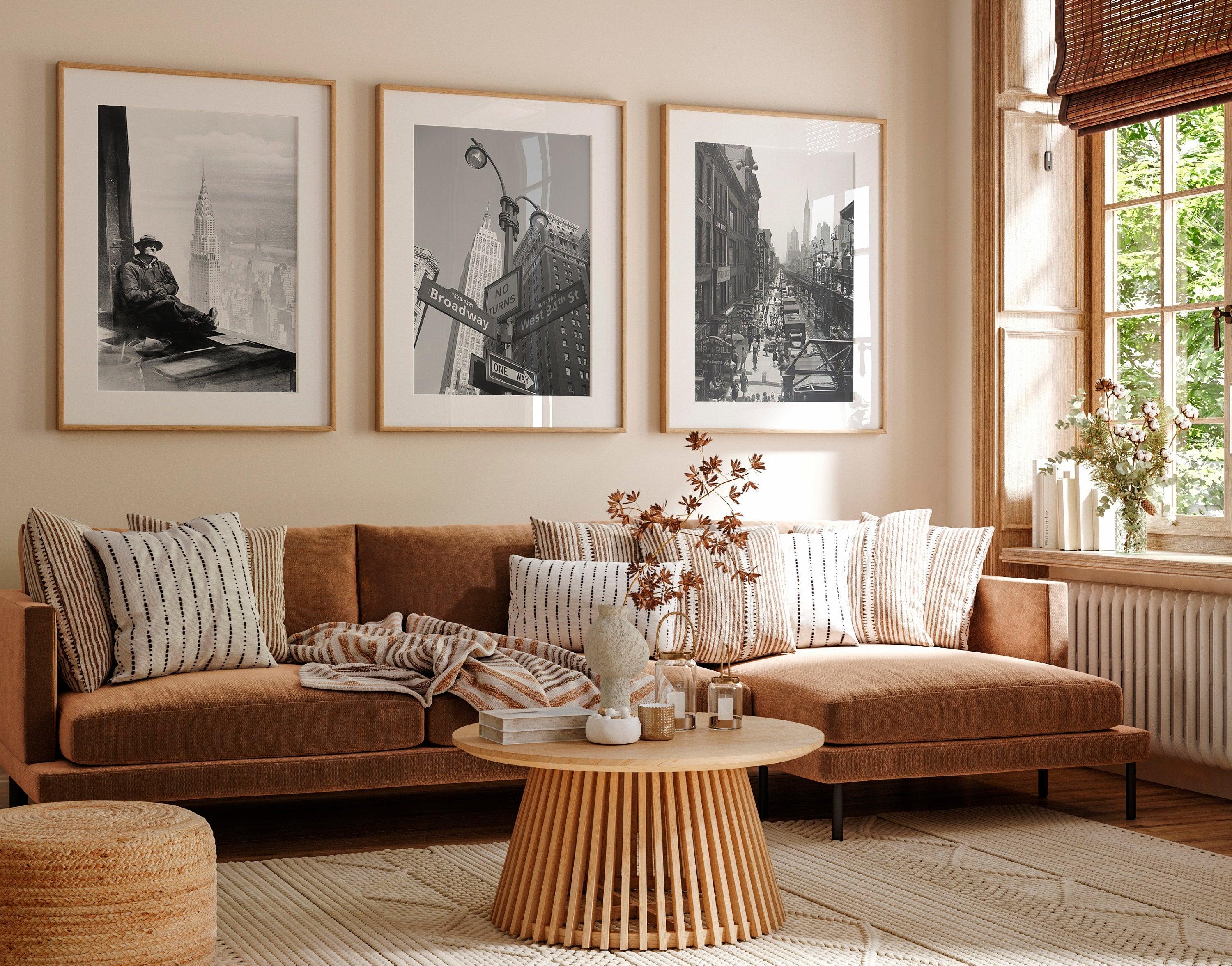 New York City Set of 3, Aesthetic Vintage Posters, Black And White Gallery Set, USA Travel Gift - DreamBrothers