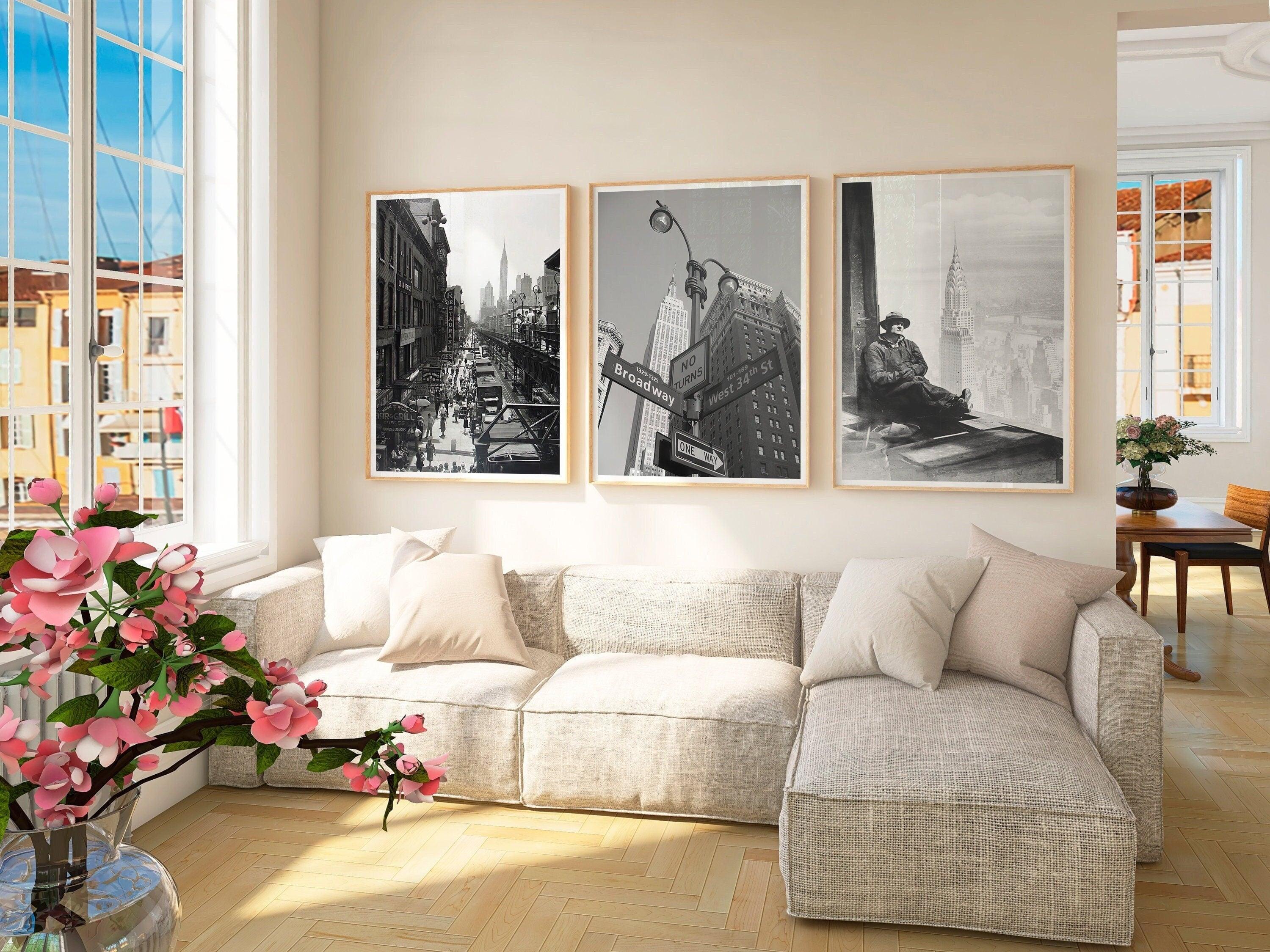 New York City Set of 3, Aesthetic Vintage Posters, Black And White Gallery Set, USA Travel Gift - DreamBrothers