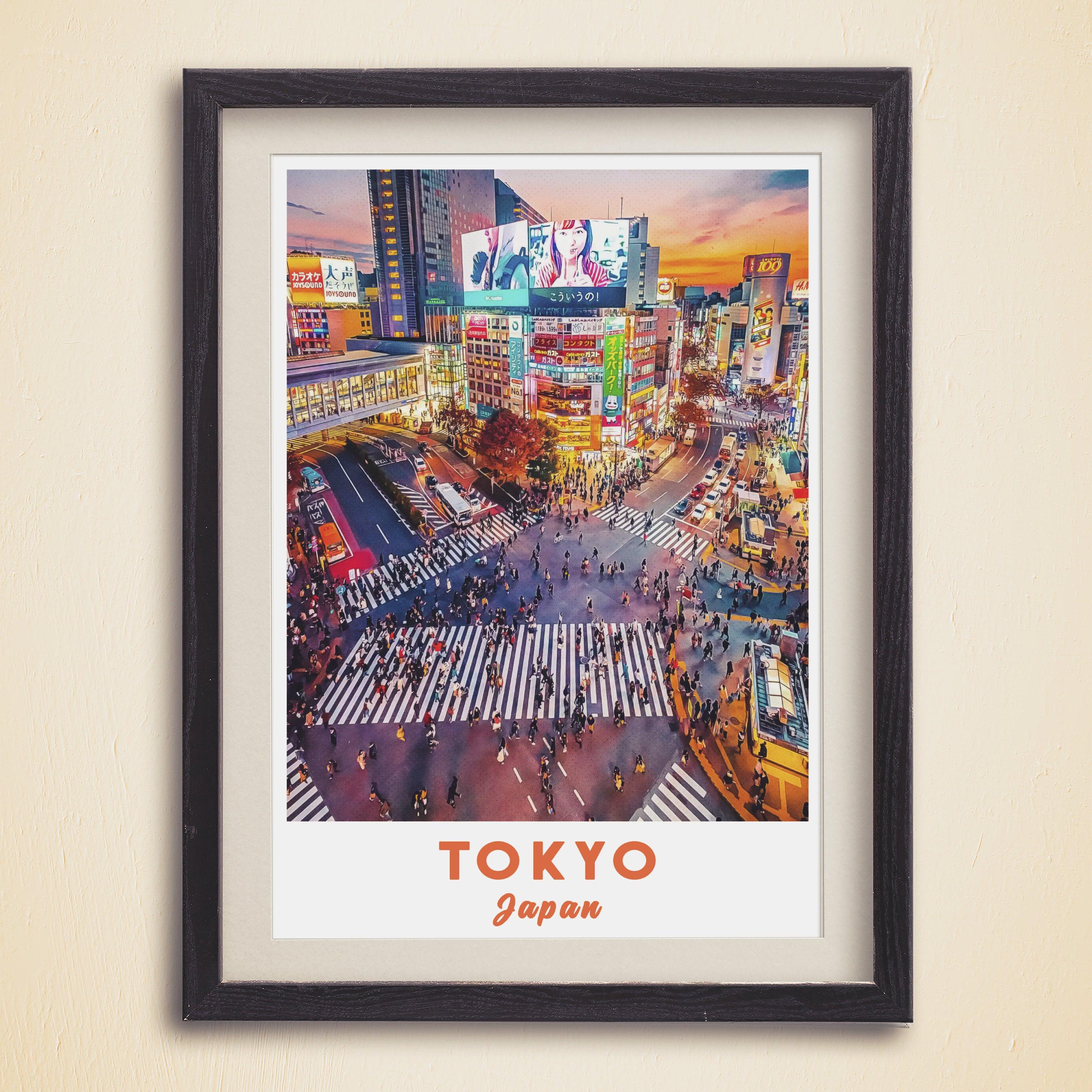 Japan Poster, Tokyo Print, Colorful Travel Poster, Shibuya, Famous Place, Crossing, City Room Decor, Gift For World Traveller - DreamBrothers