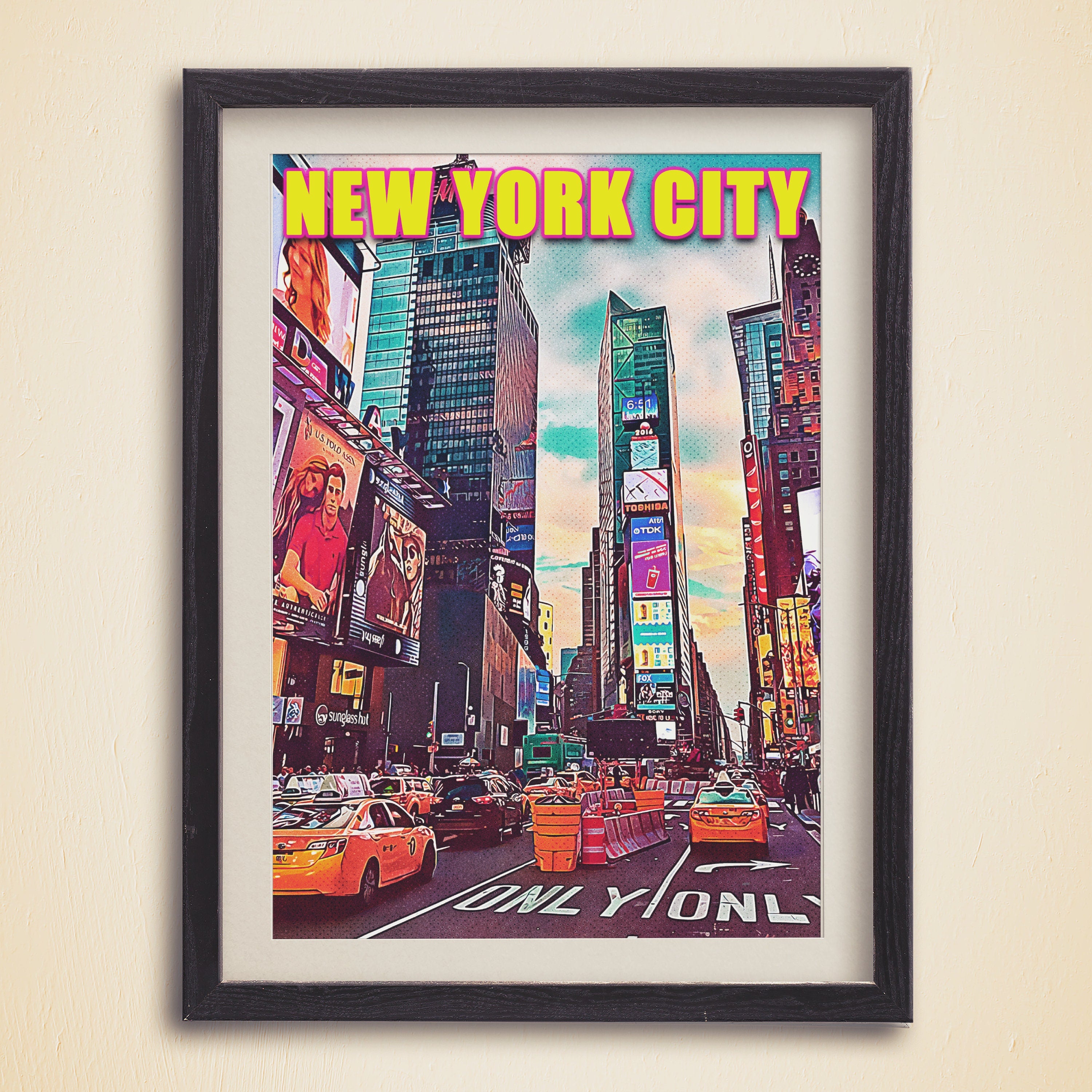 Times Square Print, Manhattan Colorful Wall Art, New York Retro Poster, NYC Movie, Vibrant USA Print, Aesthetic NY, Pop Travel Poster - DreamBrothers