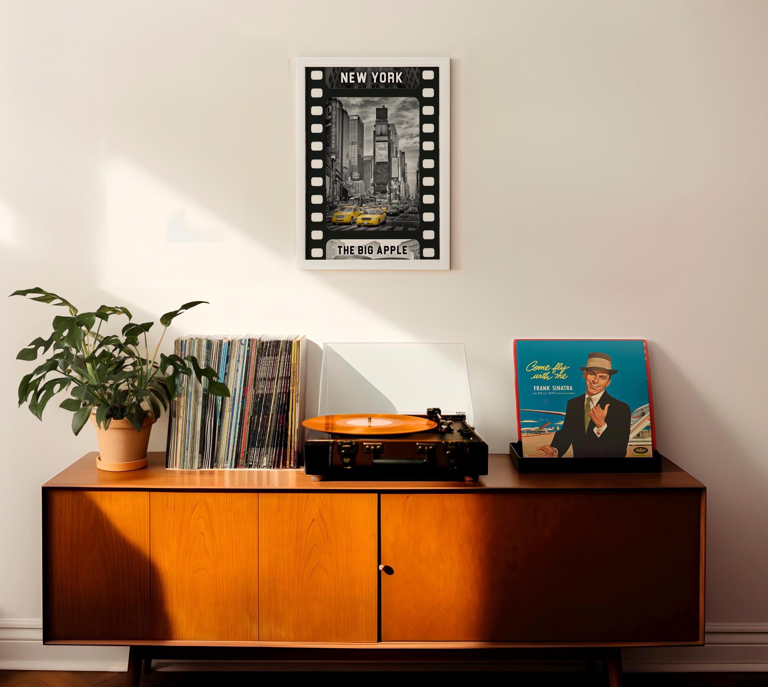 NYC Black & White Movie Tape Decor | Aesthetic Yellow Taxi Isolated Color | Poster - DreamBrothers