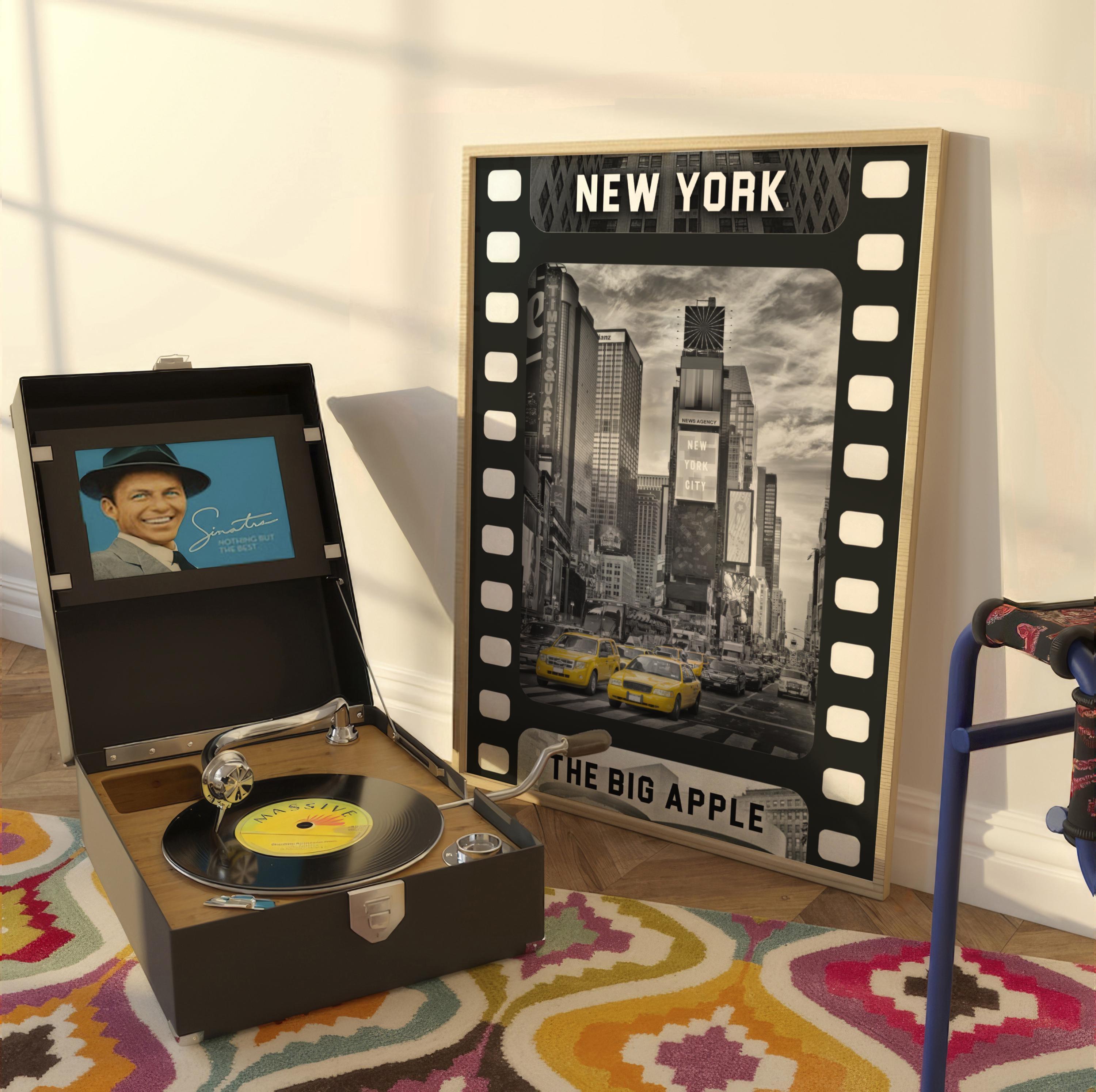 NYC Black & White Movie Tape Decor | Aesthetic Yellow Taxi Isolated Color | Poster - DreamBrothers