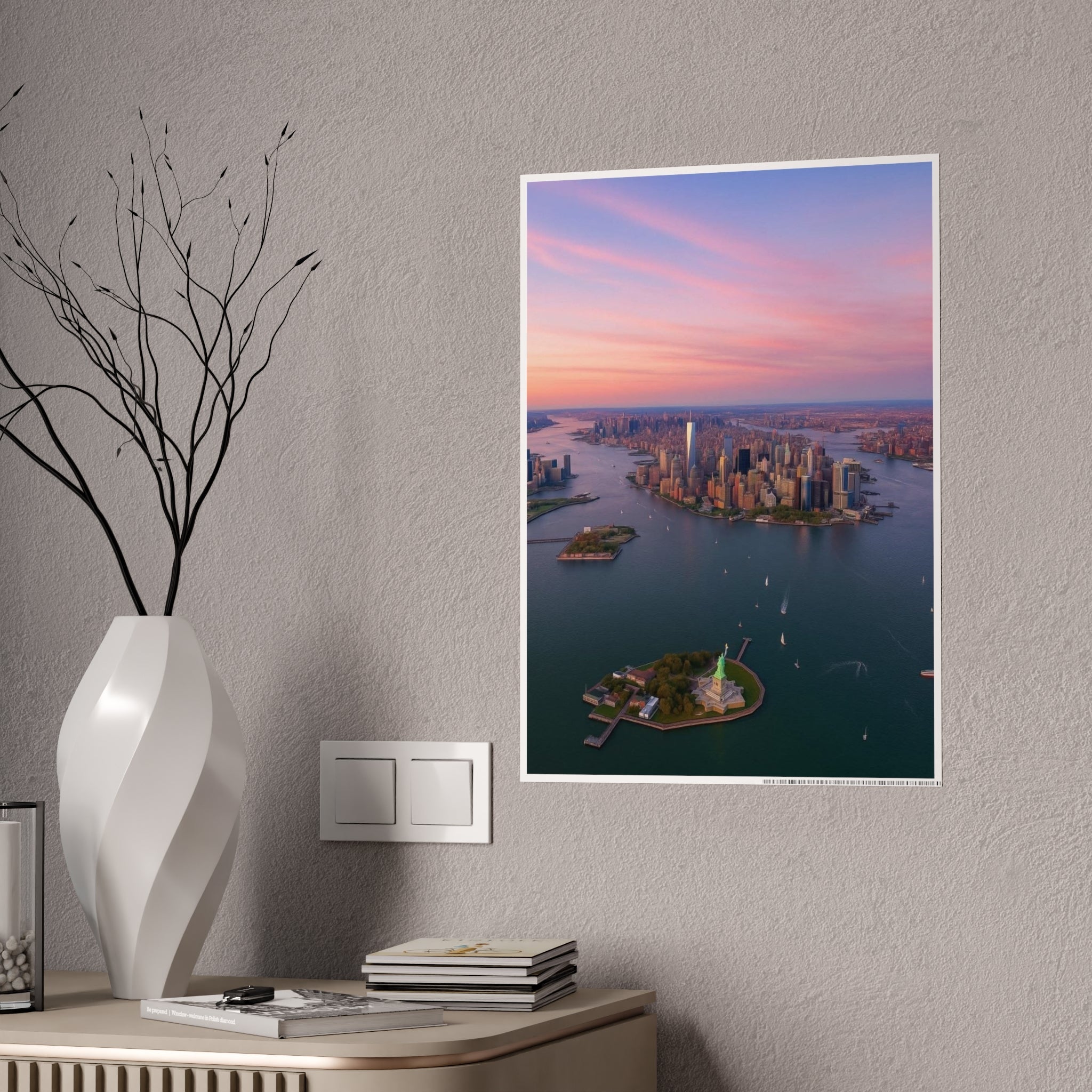 New York City Sunset Skyline Poster - NYC Lower Manhattan Aesthetic Wall Art - DreamBrothers